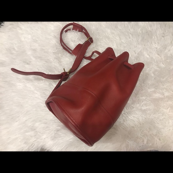 Coach Handbags - Coach Vintage Red Leather Sling Bucket Bag